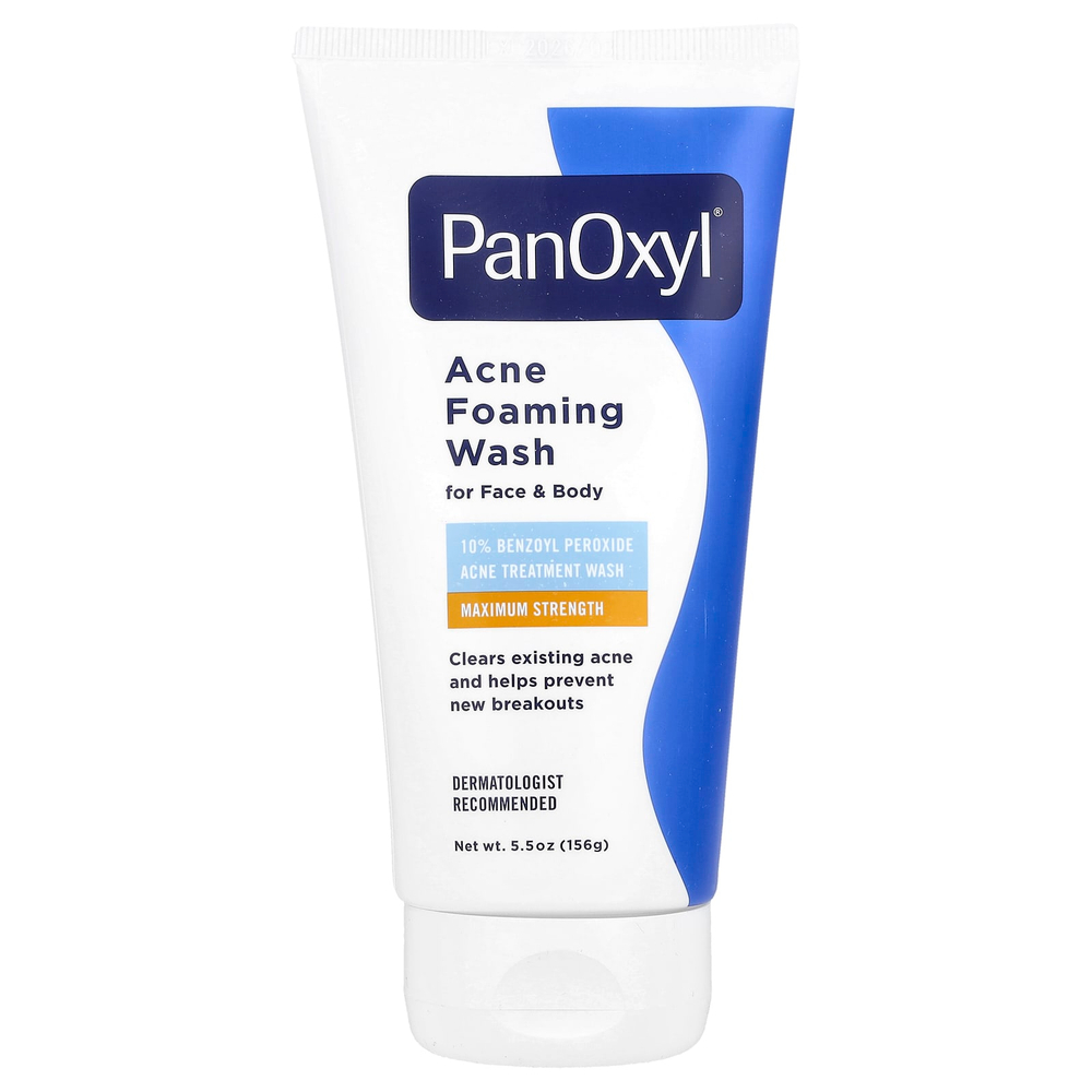 PanOxyl, очищающая пенка от акне, для лица и тела, максимальная эффективность, 156 г (5,5 унции)