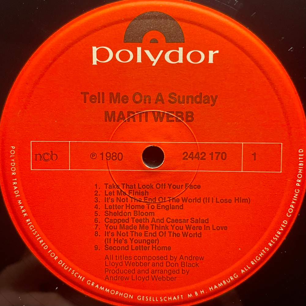 Marti Webb ‎– Tell Me On A Sunday (Скандинавия 1980г.)