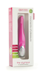 Розовый вибратор The Olympia с загнутым кончиком - 18,5 см. (Цвет: розовый)