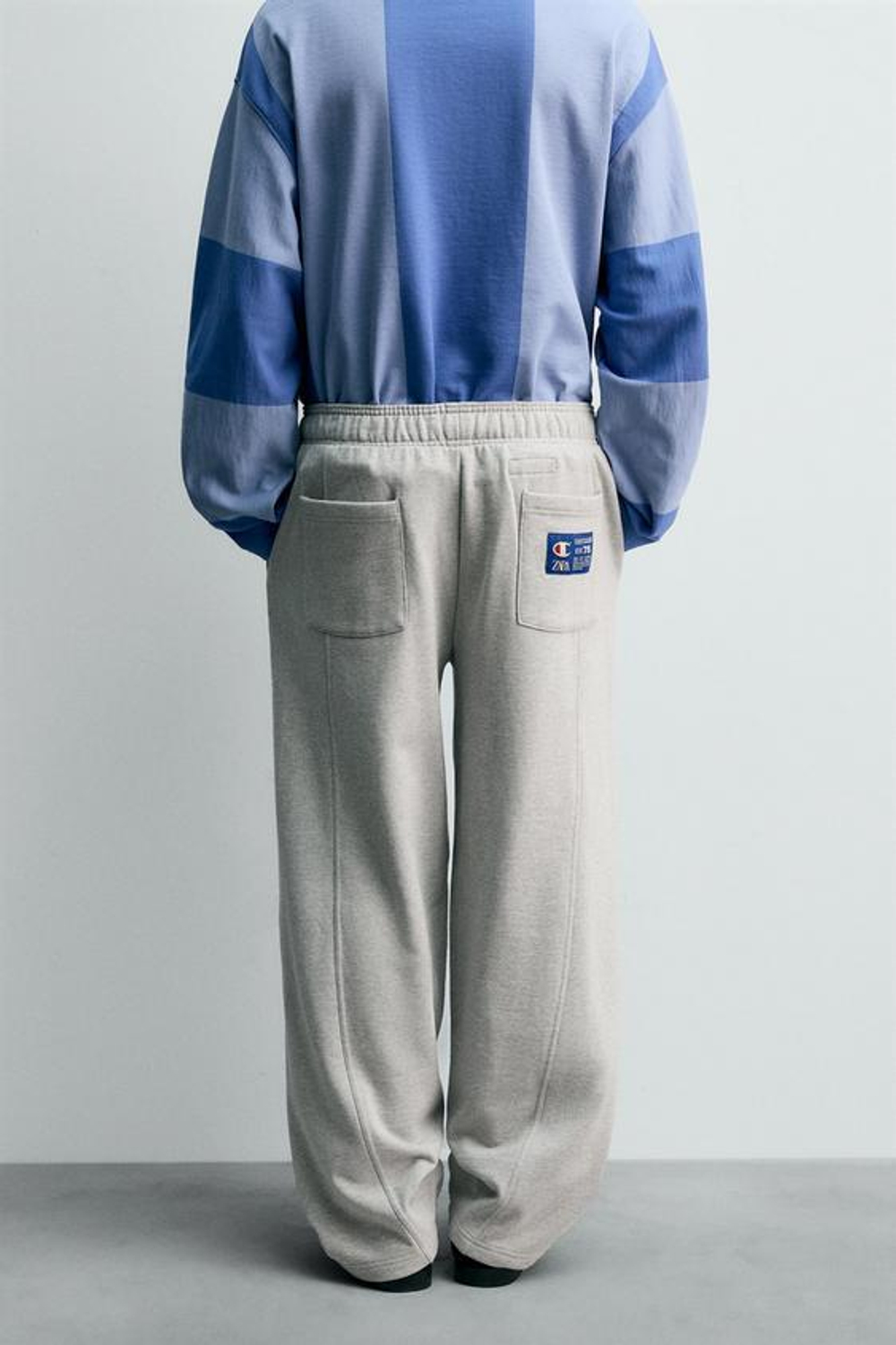 ZARA X CHAMPION ® БРЮКИ-ДЖОГГЕРЫ WIDE FIT, СЕРЫЙ МЕЛАНЖ