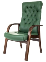 Кресло Бюрократ T-9928WALNUT-CF, зеленый, кожа, на ножках, дерево