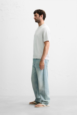 ZARA ФУТБОЛКА ИЗ ТРИКОТАЖА, СЕРЫЙ МЕЛАНЖ