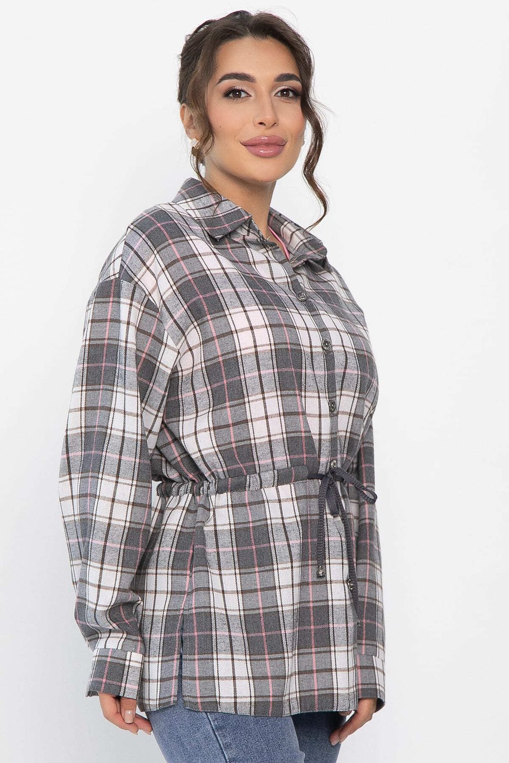 Рубашка хлопковая Джанет (серо-коричневая) Б14276-4М LT Collection