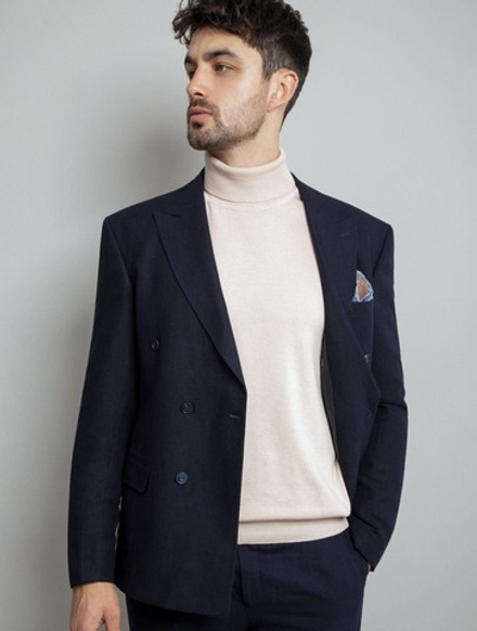 Двубортный костюм мужской (синий) С7