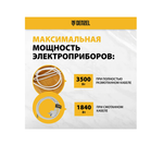 Шнур сетевой Denzel Energy Series, ПВС, 1,5 м, 3x1,5 мм, с неразборной вилкой, белый 37670
