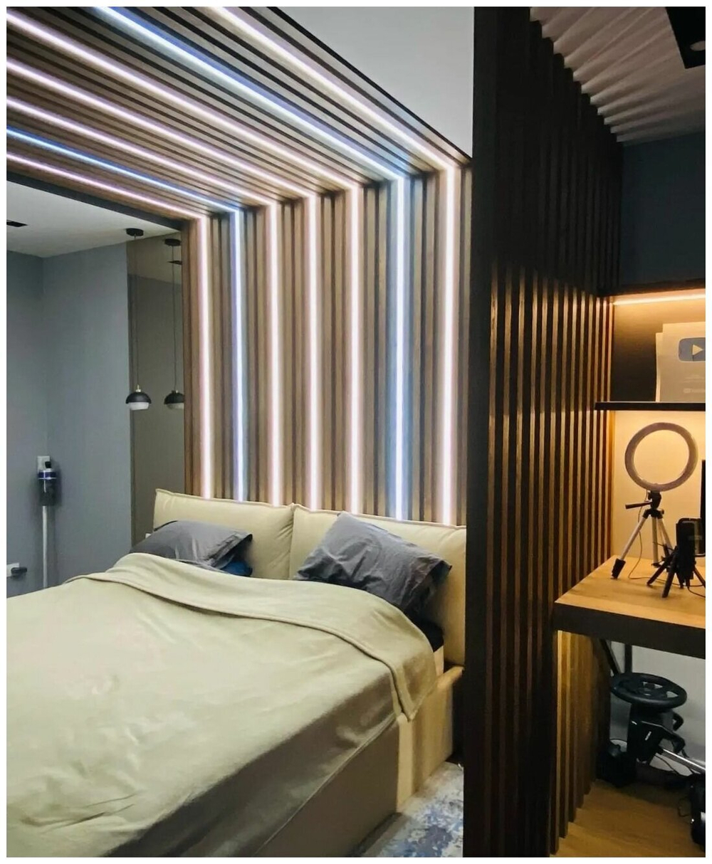 Потолочно-стеновые рейки с подсветкой из Сосны 40х15мм