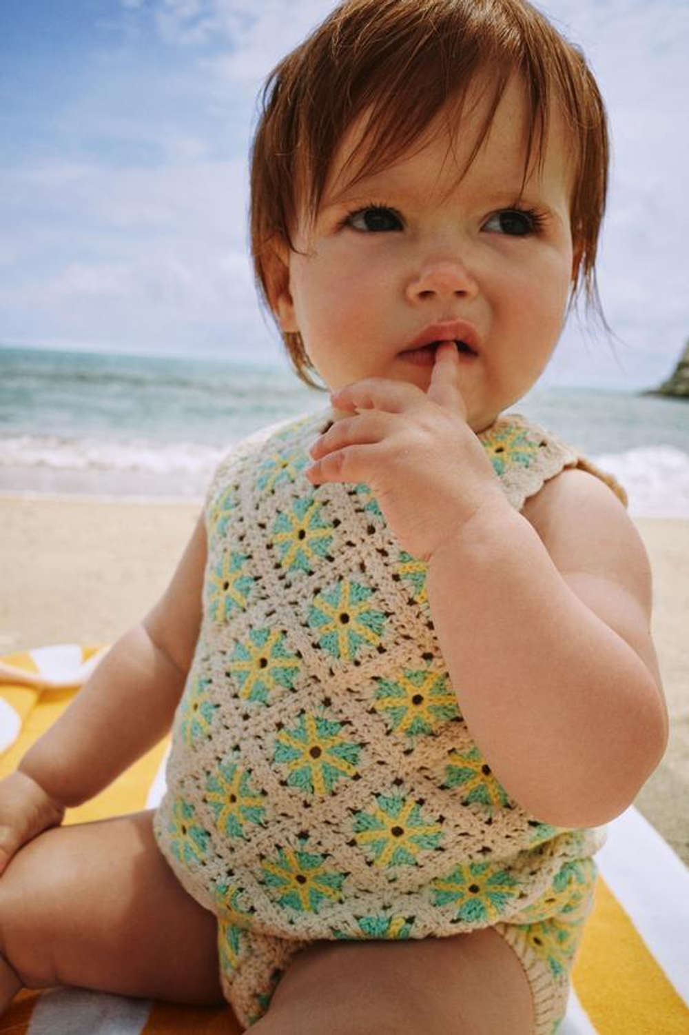 ZARA ТОП ИЗ КРУЖЕВА КРОШЕ, ЭКРЮ