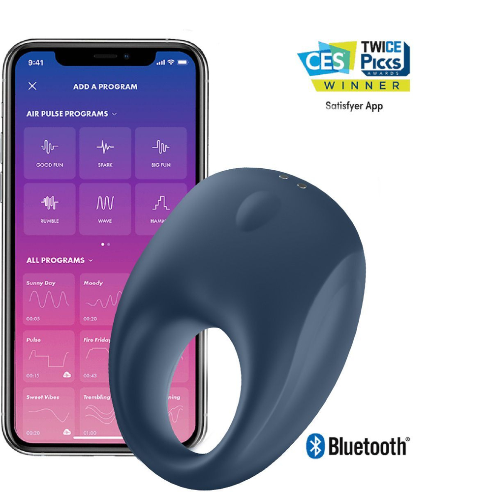 Эрекционное кольцо Satisfyer Strong One с возможностью управления через приложение (Цвет: темно-синий)