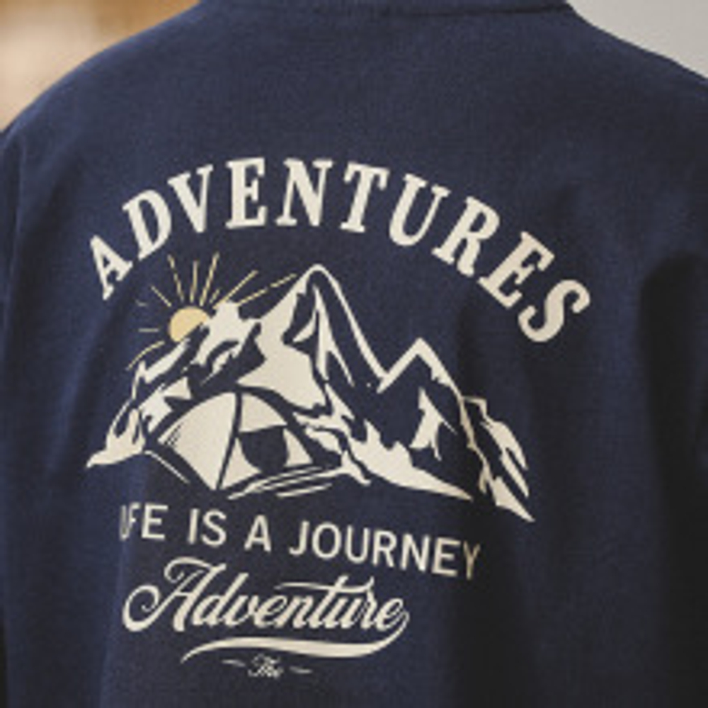 Мужская футболка с длинным рукавом из чистого хлопка весна-осень,плотность 260 г, принт в горном стиле, трендовая модель