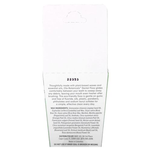 Dr. Mercola, зубная зубная нить, с перечной мятой, 91,44 м (100 ярдов)