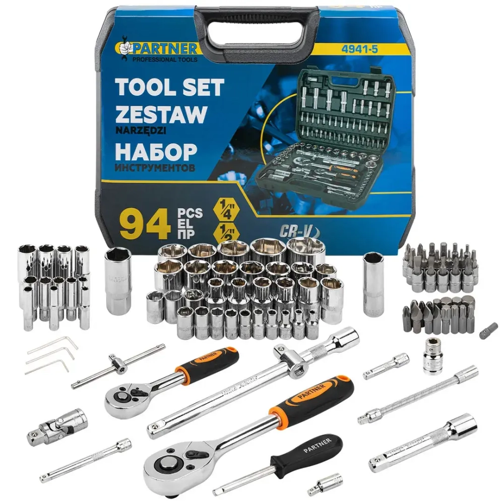 Набор инструментов 94 пр.1/4''&amp;1/2''(6-гран)(4-32мм) Partner PA-4941-5