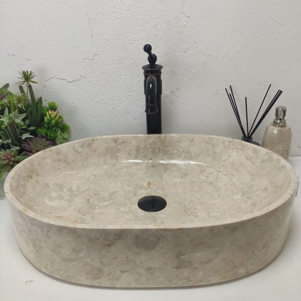 Раковина из мрамора Oval Cream Big OM-61548 60*40*13