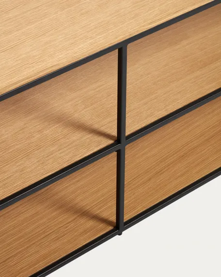 Yoana Тумба под TV из дубового шпона и черного металла 160 x 40 см