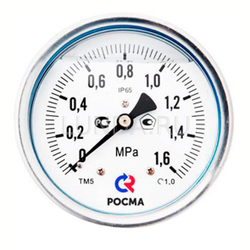 РОСМА Манометр тыльный ТМ3 стальной (НР 1/4", 0-2.5 bar, IP65)