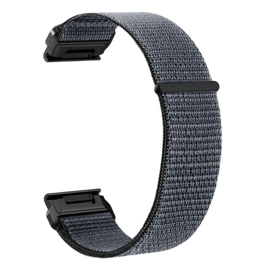 Ремешок для Garmin нейлоновый 20 мм (циферблат 42-43 мм) эластичный, быстросъемный на липучках велкро (Серо-синий)