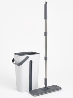 Ведро для мытья полов 4+4л с отжимом, шваброй, 2 насадки в комплекте
