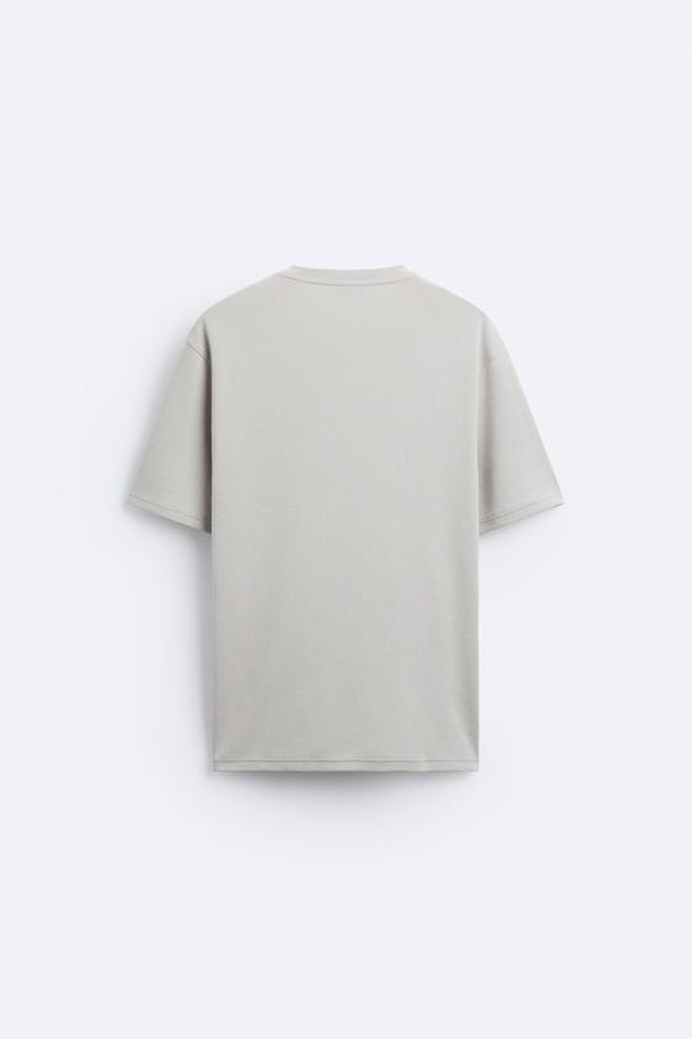 ZARA ФУТБОЛКА ИЗ РЕЛЬЕФНОЙ ТКАНИ, СВЕТЛО-СЕРЫЙ