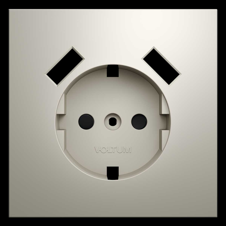 Накладка для розетки с заземлением и защитными шторками с USB A+A S70 (кашемир) Voltum VLS000903