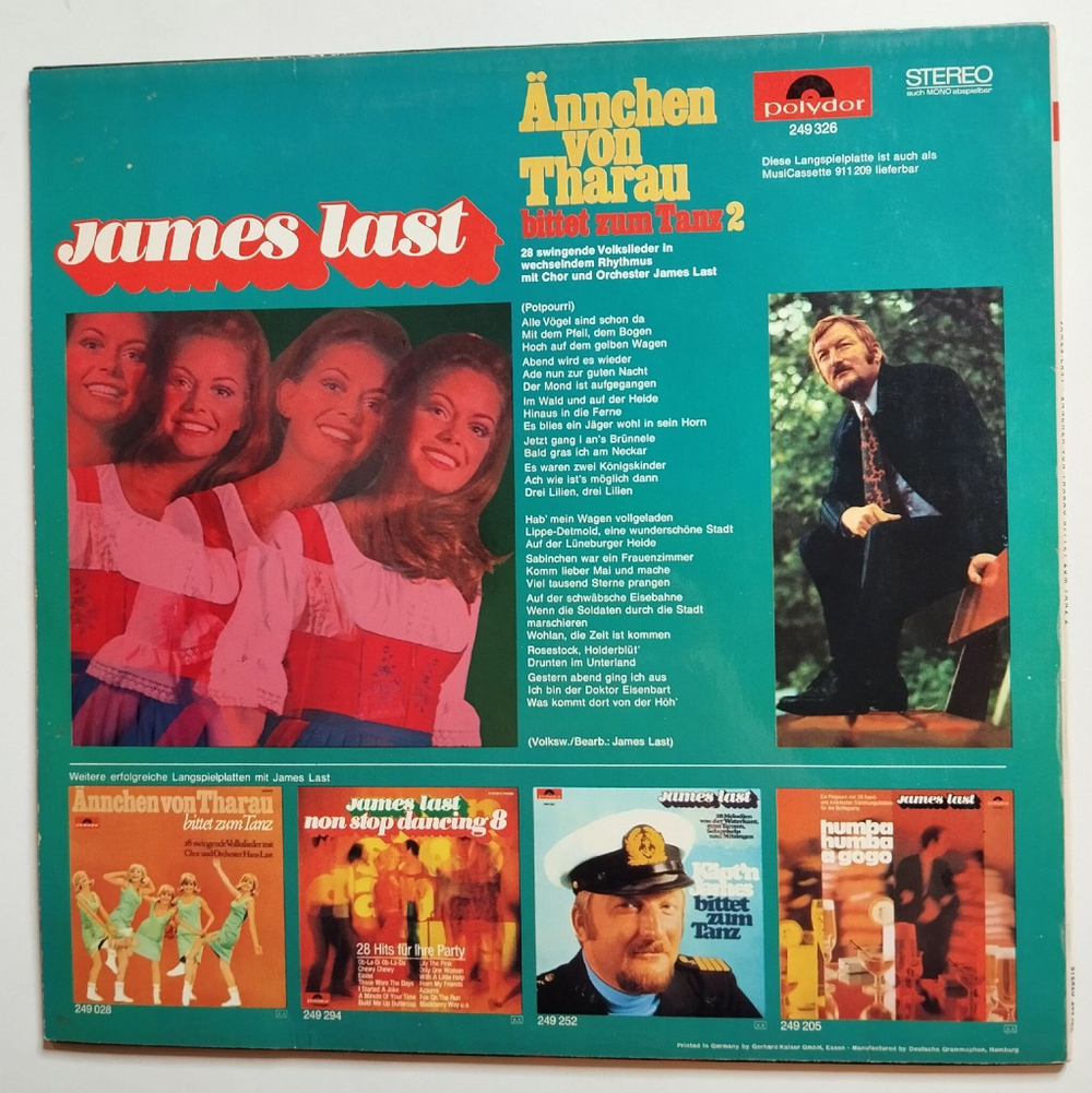 Винтажная виниловая пластинка LP James Last Джеймс Ласт Annchen Von Tharau Bittet Zum Tanz 2 (Germany 1969)
