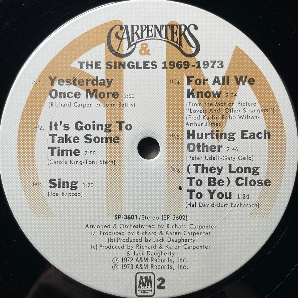 Carpenters ‎– The Singles 1969-1973 (США 1973г.)