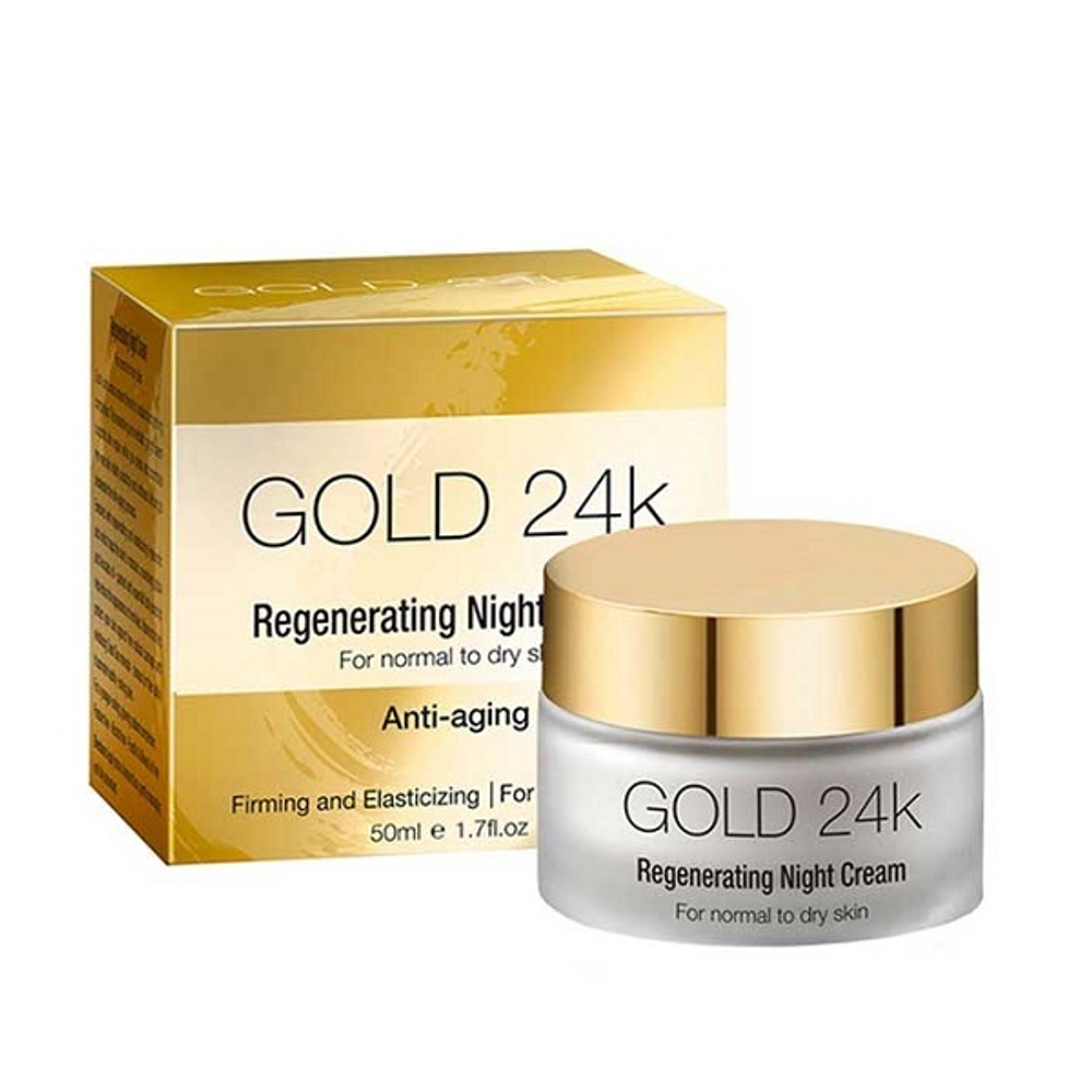 Восстанавливающий ночной крем для нормальной и сухой кожи с Золотом Chic++ 24K Gold Regenerating Anti-Aging Night Cream 50мл