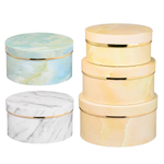 Подарочная коробка Basir 3 в 1, круглые с крышкой, под мрамор, размер 22*11.5/20.5*10/18.5*8.5 см (диаметр*высота), ассорти