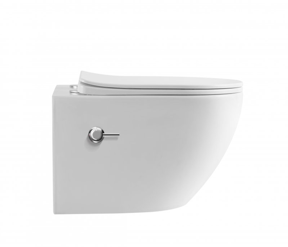 Унитаз подвесной безободковый с сиденьем и функцией биде TORNADO BelBagno MARINO-TOR BB7026CH-TOR-BS/SC