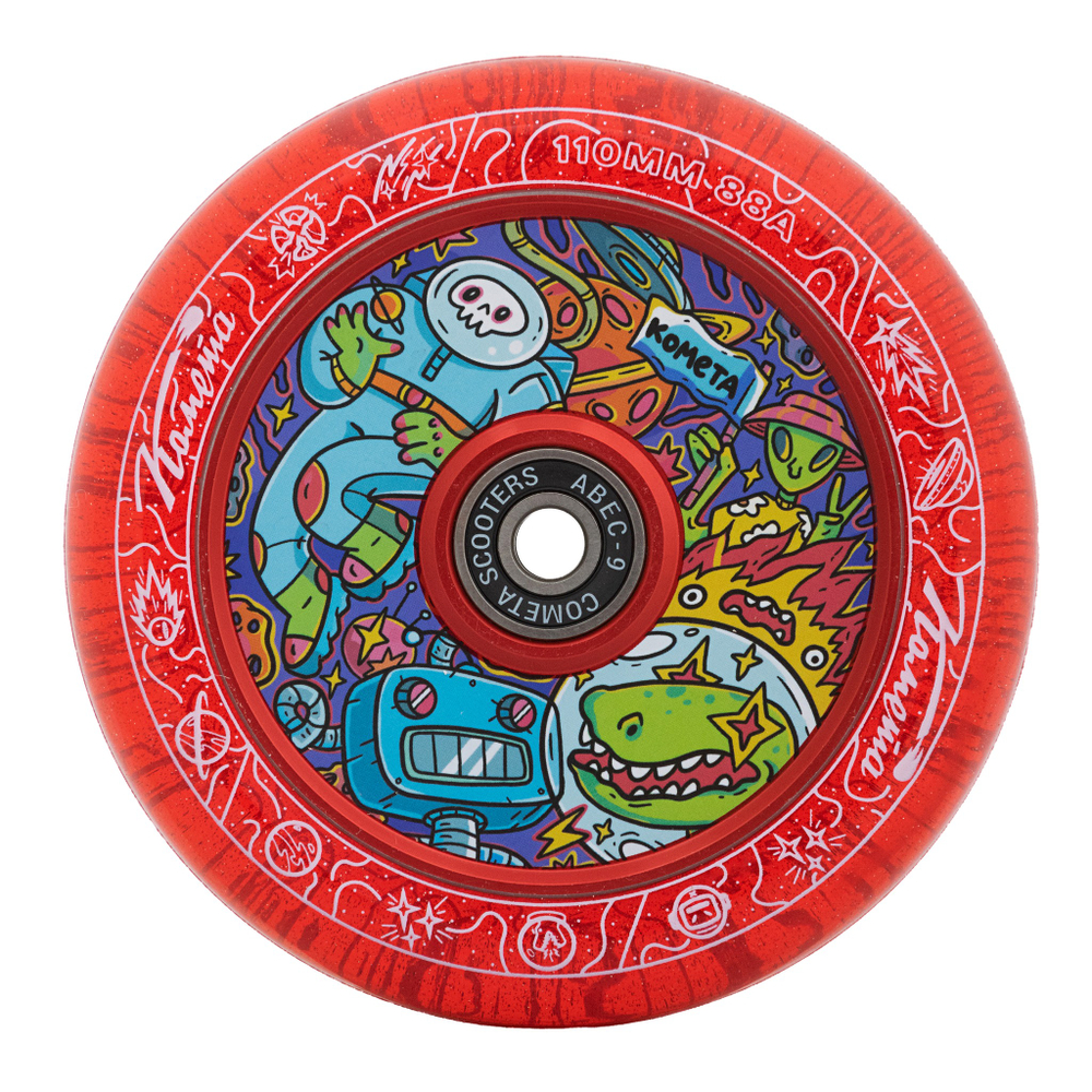 Колеса Комета FULLCORE Вечеринка, Красный с блестками/Красный(2шт)
