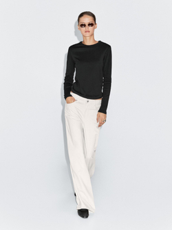 Massimo Dutti Футболка с закругленными краями и длинными рукавами, черный