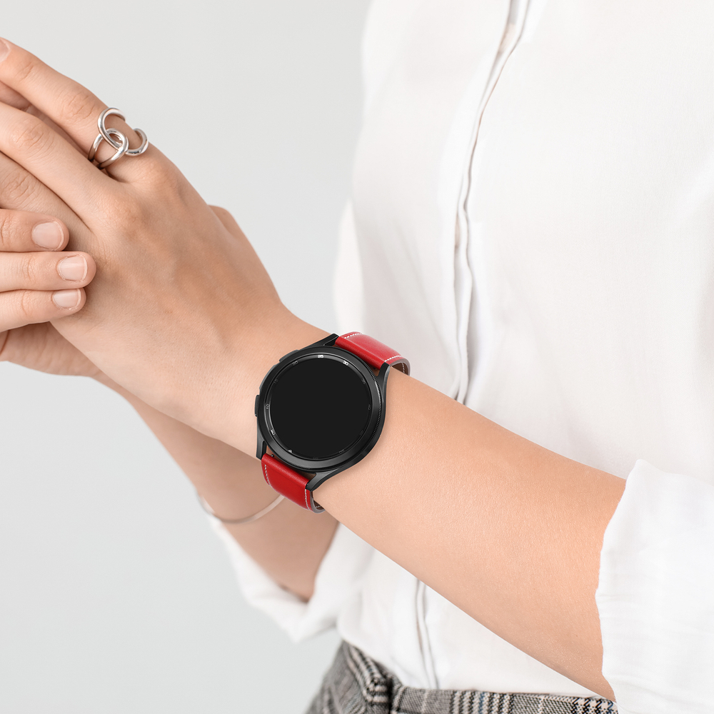 Ремешок из натуральной кожи красного цвета для смарт часов Samsung Galaxy Watch 45 и 46мм (размер крепления 22мм), серия YA Series от Dux Ducis