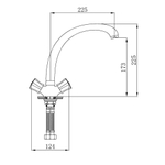 Смеситель для кухни, РМС, с кран-буксой, хром, SL116-273F