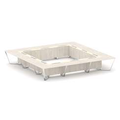 Steel Meet Стол переговорный квадратный MM-PR.B.SP-24K Денвер Светлый/Ваниль Глянец/Нержавеющая Стал