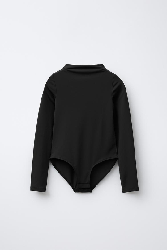 ZARA БОДИ С ВОРОТНИКОМ-СТОЙКОЙ, ЧЕРНЫЙ