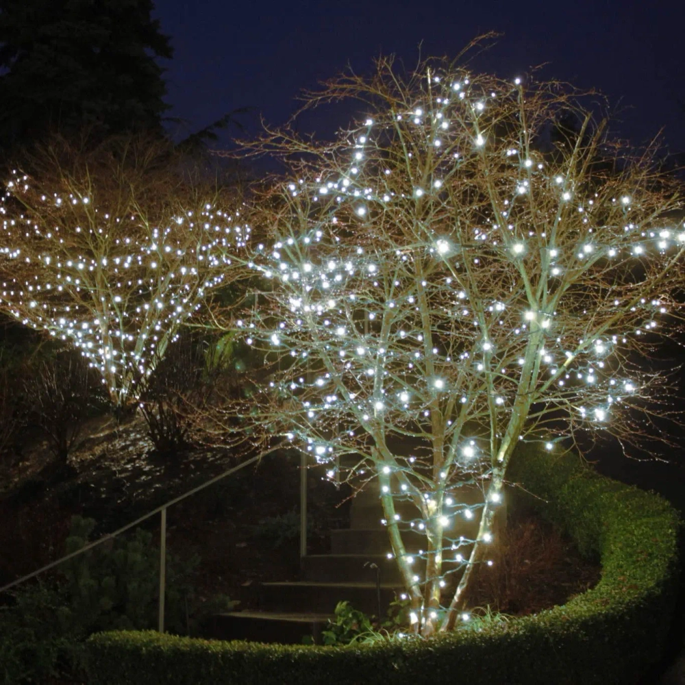 Гирлянда для улицы 16м 180 ламп LED чёрный провод, 8 реж. IP-65, Белый (возможность соединения)