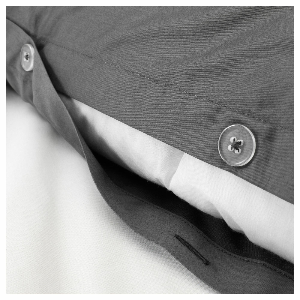 Комплект постельного белья IKEA LUKTJASMIN (ЛЮКТЭСМИН), Двуспальный, Темно-серый, 240x220, 50x80 см