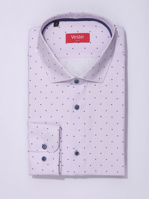 Сорочка мужская VESTER длинный рукав, цвет сиреневый, хлопок/пэ 54014 62
