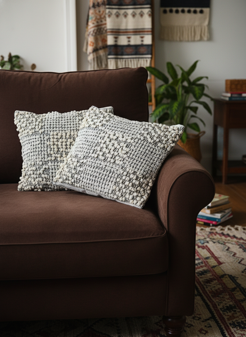 Декоративная наволочка на подушку в бохо-стиле