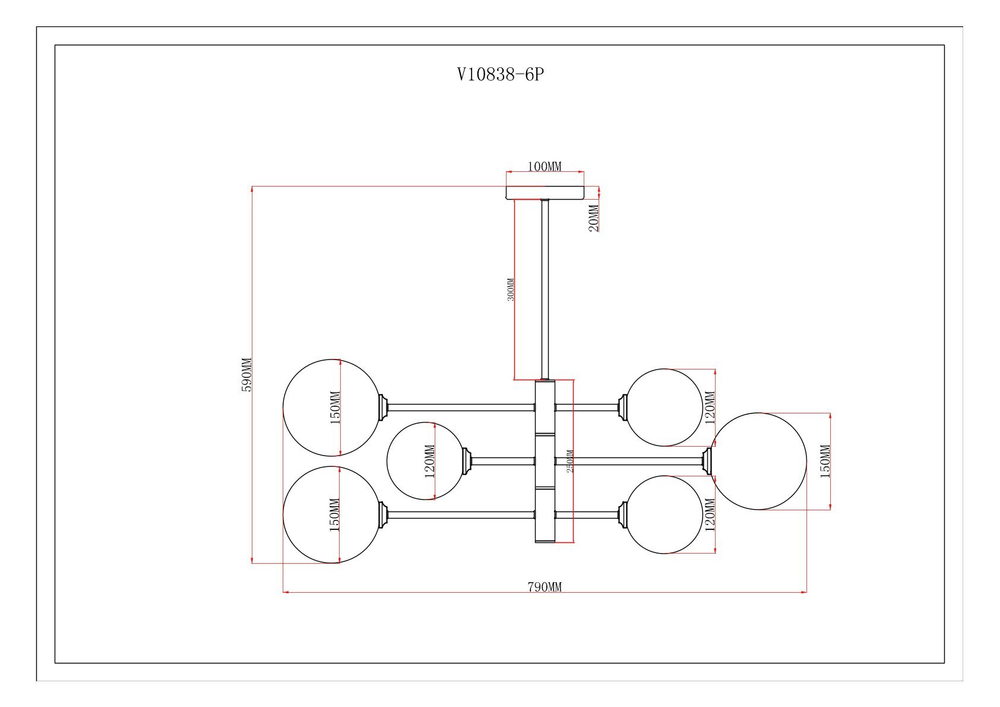Светильник подвесной Moderli V10838-6P Molecule