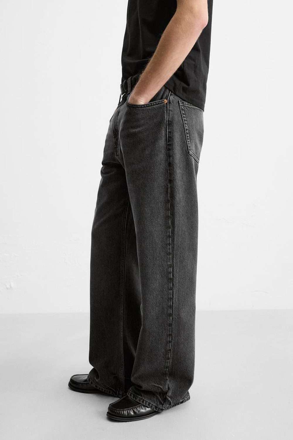 ZARA ДЖИНСЫ FLARE FIT BAGGY, УГОЛЬНЫЙ