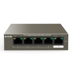 Коммутатор TENDA TEG1105P-4-63W Коммутатор настольный 5-Ports 10/100/1000 Base-T 4-Ports PoE(PoE бюджет 58W)
