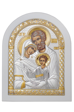 Св. Семейство, икона арочная, белое дерево 206х275
