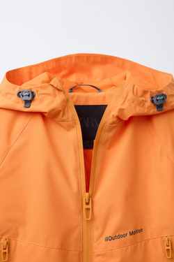 ZARA ЛЕГКАЯ КУРТКА С КАПЮШОНОМ WATER REPELLENT, ОРАНЖЕВЫЙ