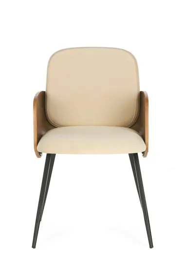 Обеденный стул Dune, бежевая экокожа, спинка орех