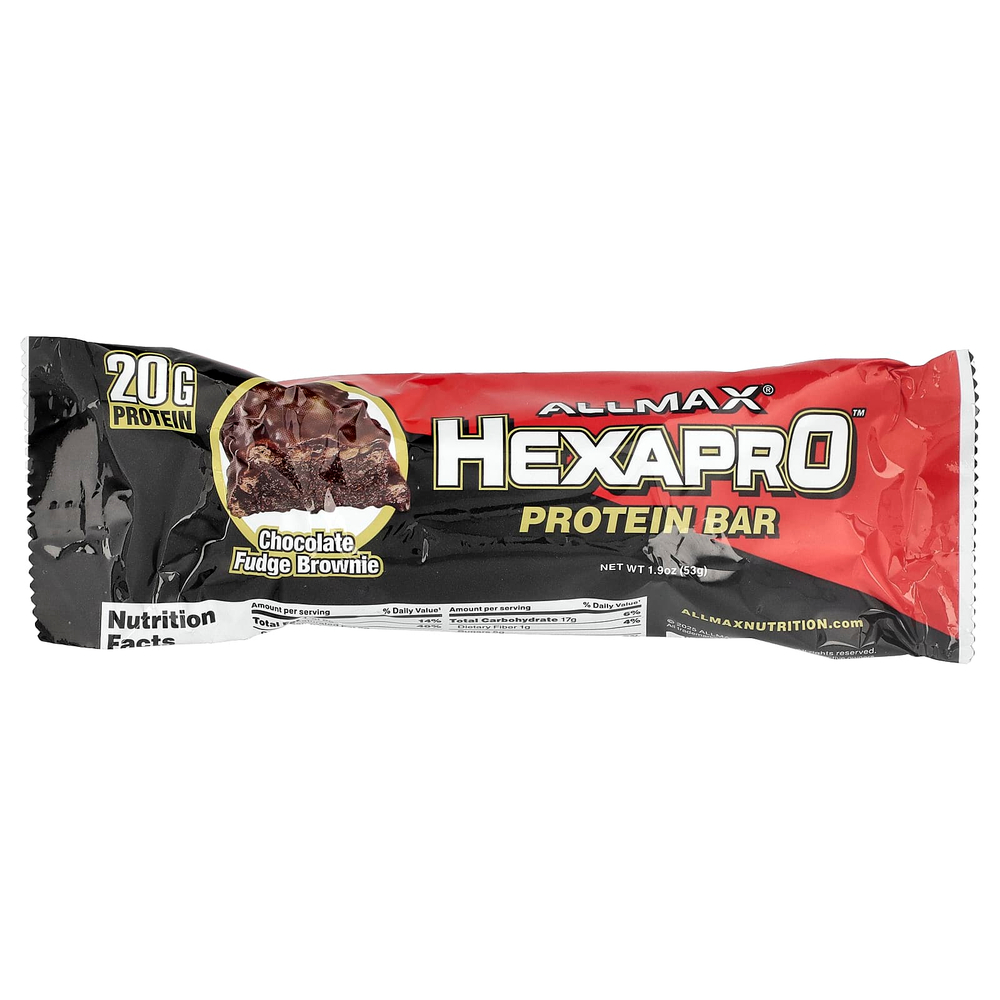 ALLMAX, Hexapro™, протеиновый батончик, брауни с шоколадной помадкой, 12 батончиков по 53 г (1,9 унции)