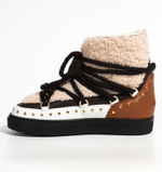 Высокие комбинированные кеды INUIKII 75103-076 Sneaker Curly Rock Cream на меху