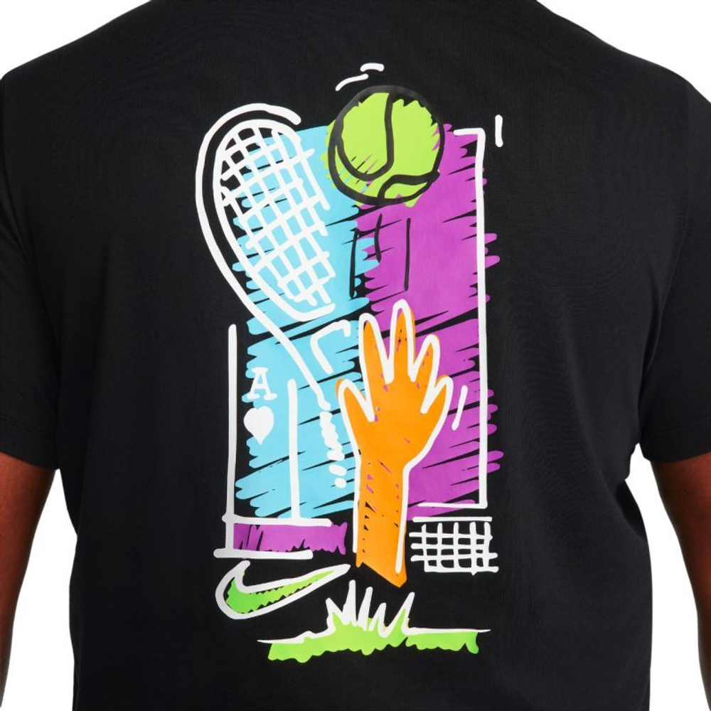 Мужская теннисная футболка Nike Court Dri-Fit T-Shirt Open - black