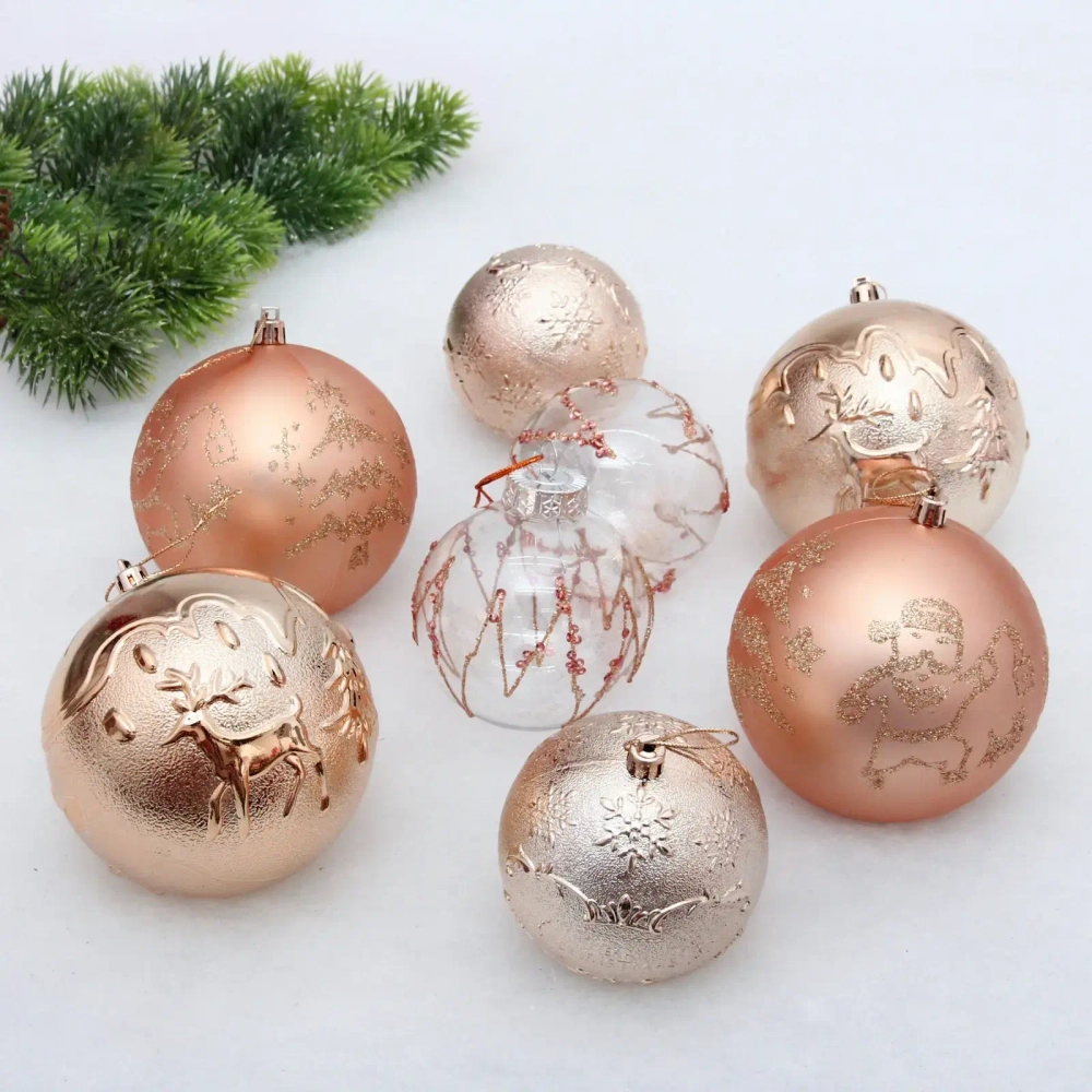 Набор шаров «Wonderful highlights» 8 см + 10 см (24 предмета), Шампань