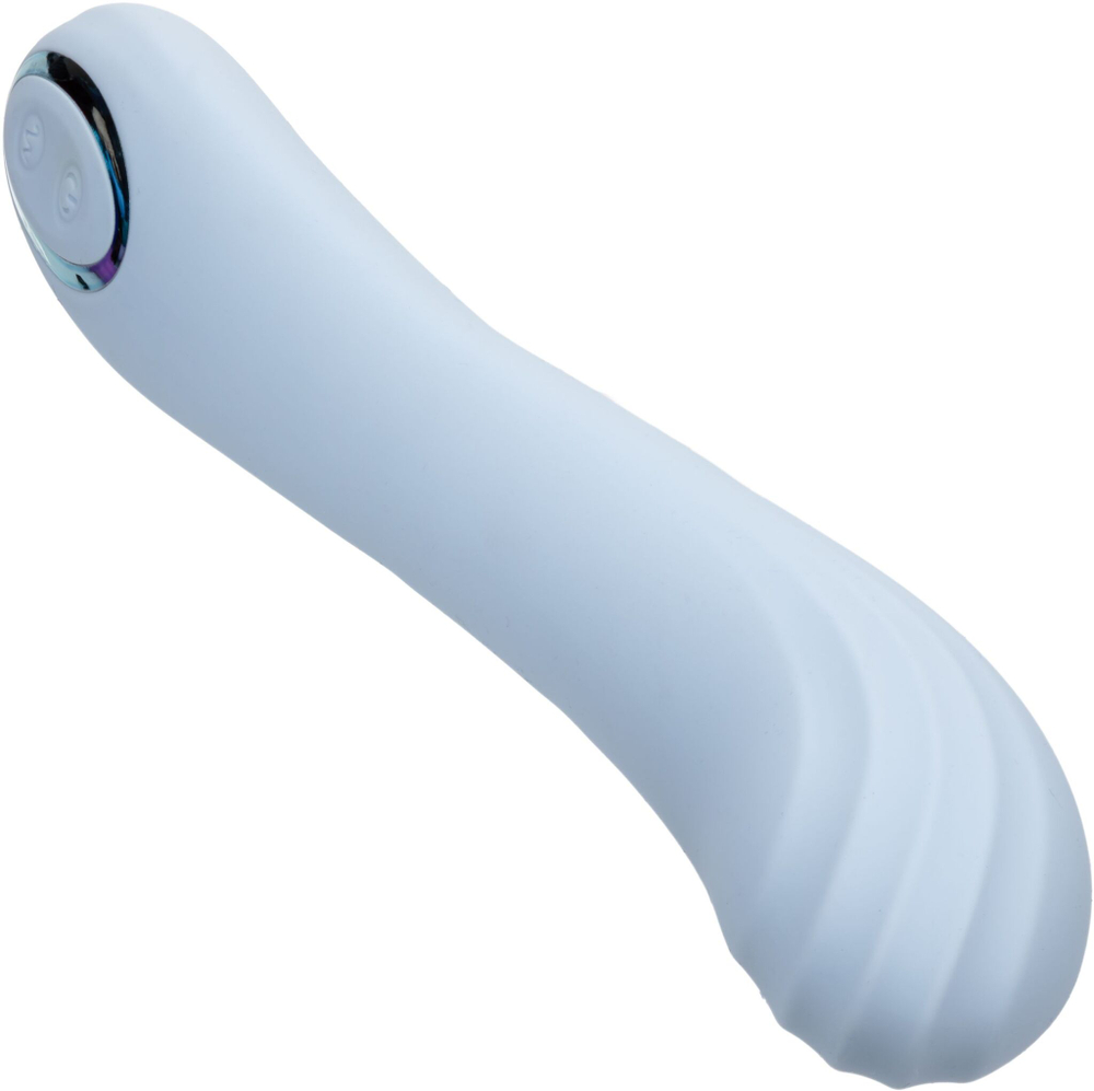 Голубой изогнутый вибромассажер Contoured G - 22,7 см. (Цвет: голубой)