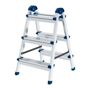 Стремянка двухсторонняя 3 ст., сталь профиль, стальные ступени, Россия Сибртех 97983