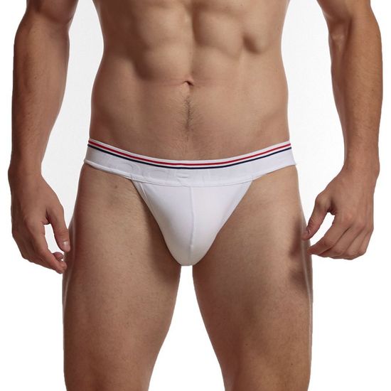 Мужские трусы танга белые JOCKMAIL JM3037-1